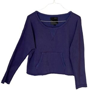VANS Raw Edge Sweatshirt Long Sleeve Cropped Pullover Blue/Purple Women Size L